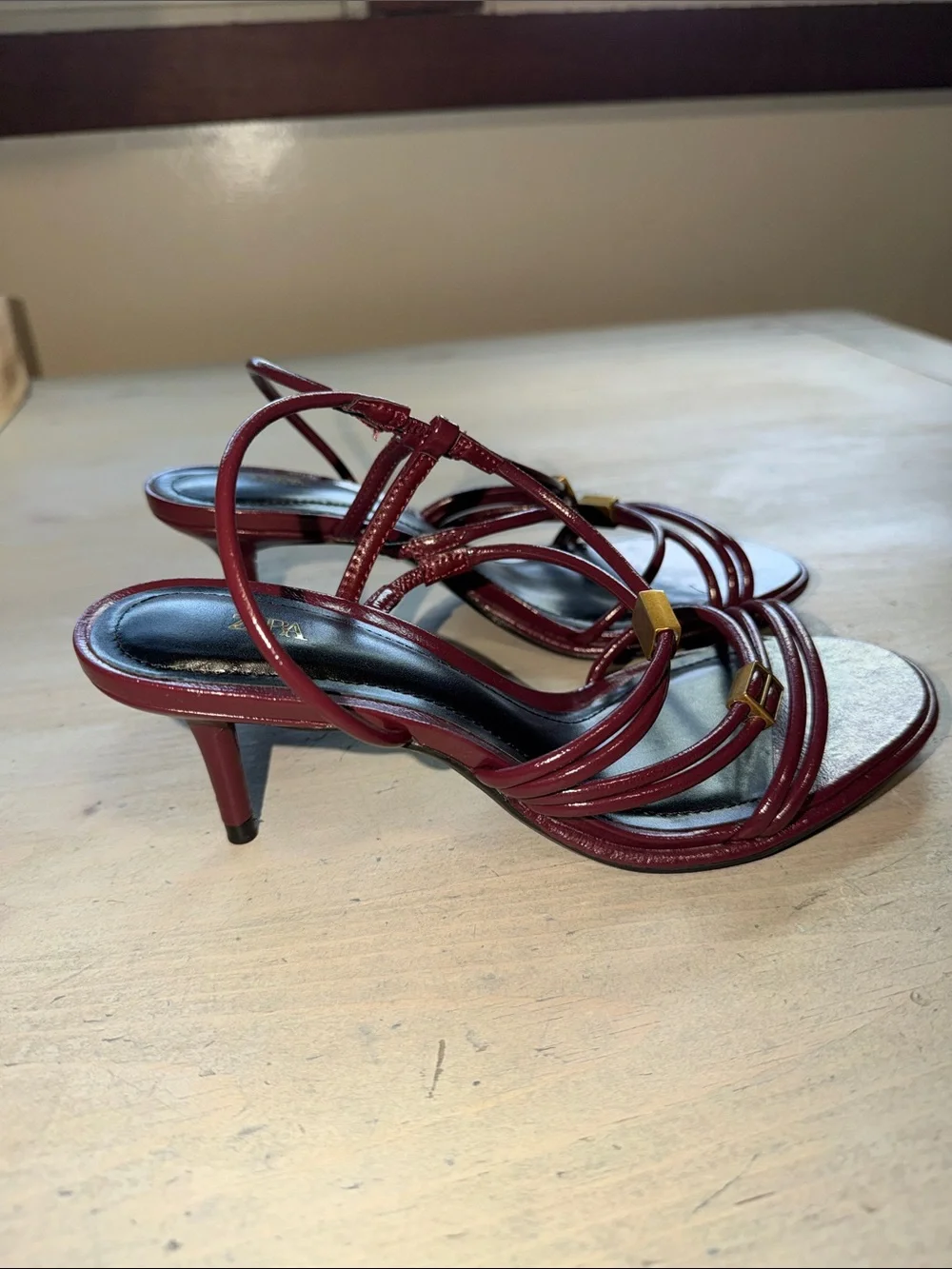 Zara Leather Strappy Heel Sandals Size 36